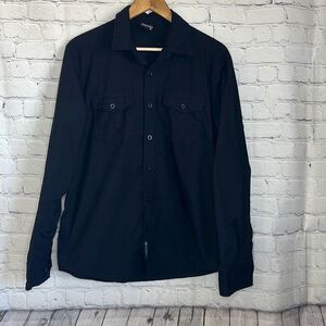 South‎ Pole Mens Black Roll Tab Long Sleeve Button Down Shirt size M Medium